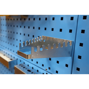 RackZone Wall-Zone Ultimate Kit on blue perforated panel for garages.