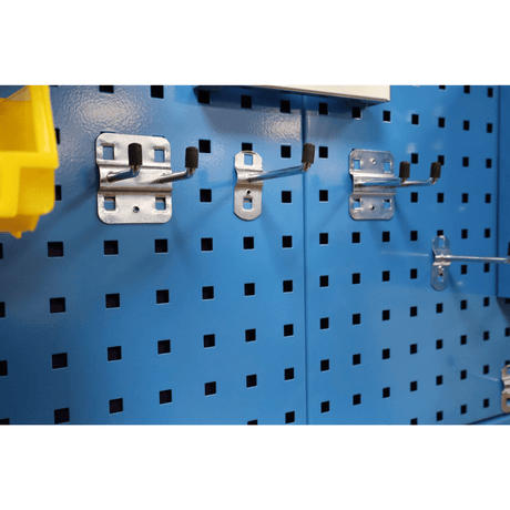 RackZone Wall-Zone Ultimate Kit: storage board with metal hooks.