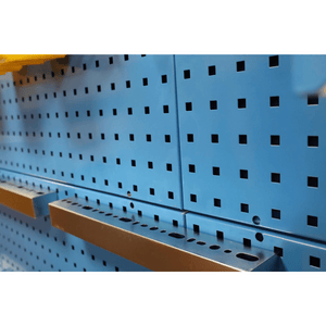 RackZone Wall-Zone Ultimate Kit: blue steel wall organiser with metal brackets.