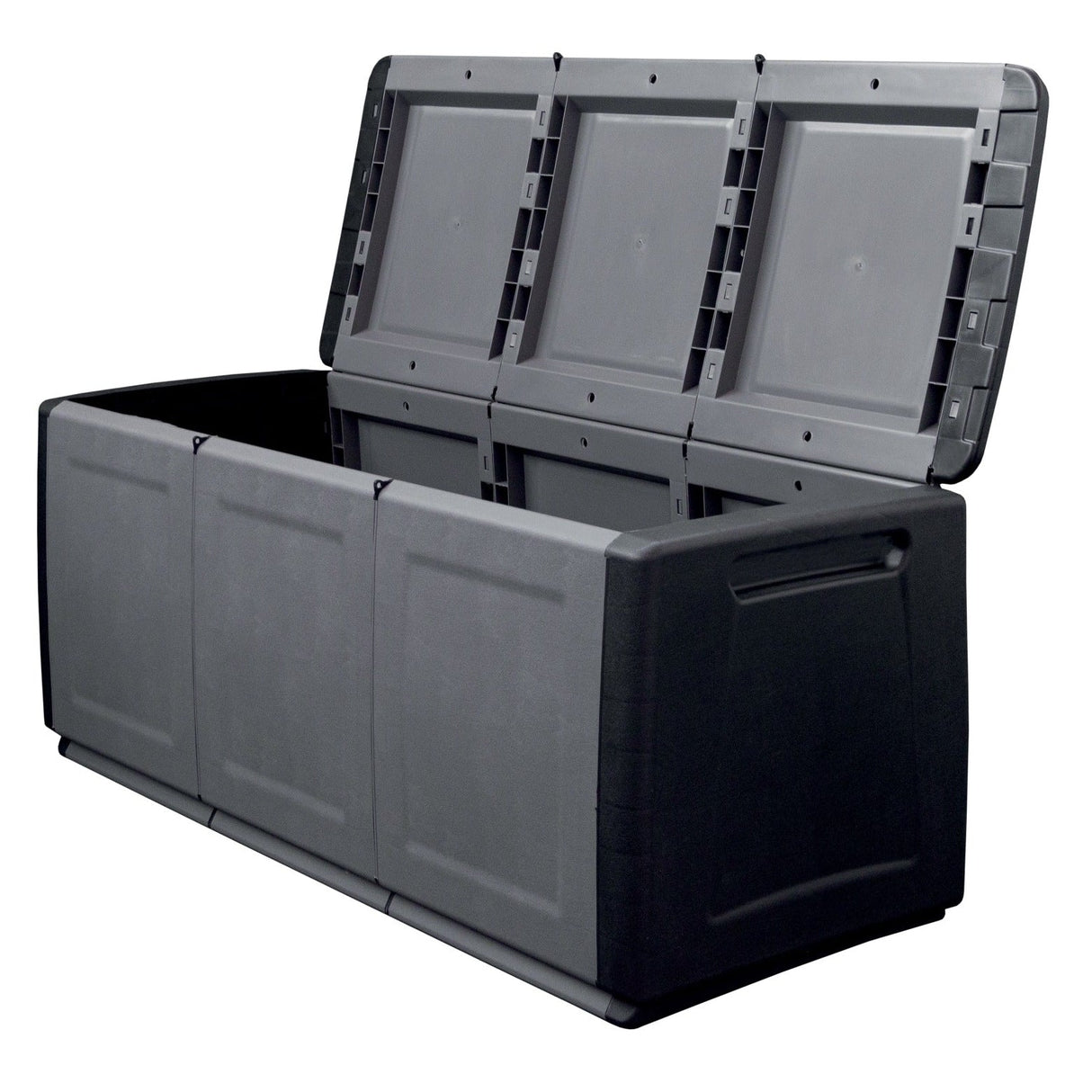 RackZone Plastic Trunk 330L, 1380x530x570mm, shown open and empty.