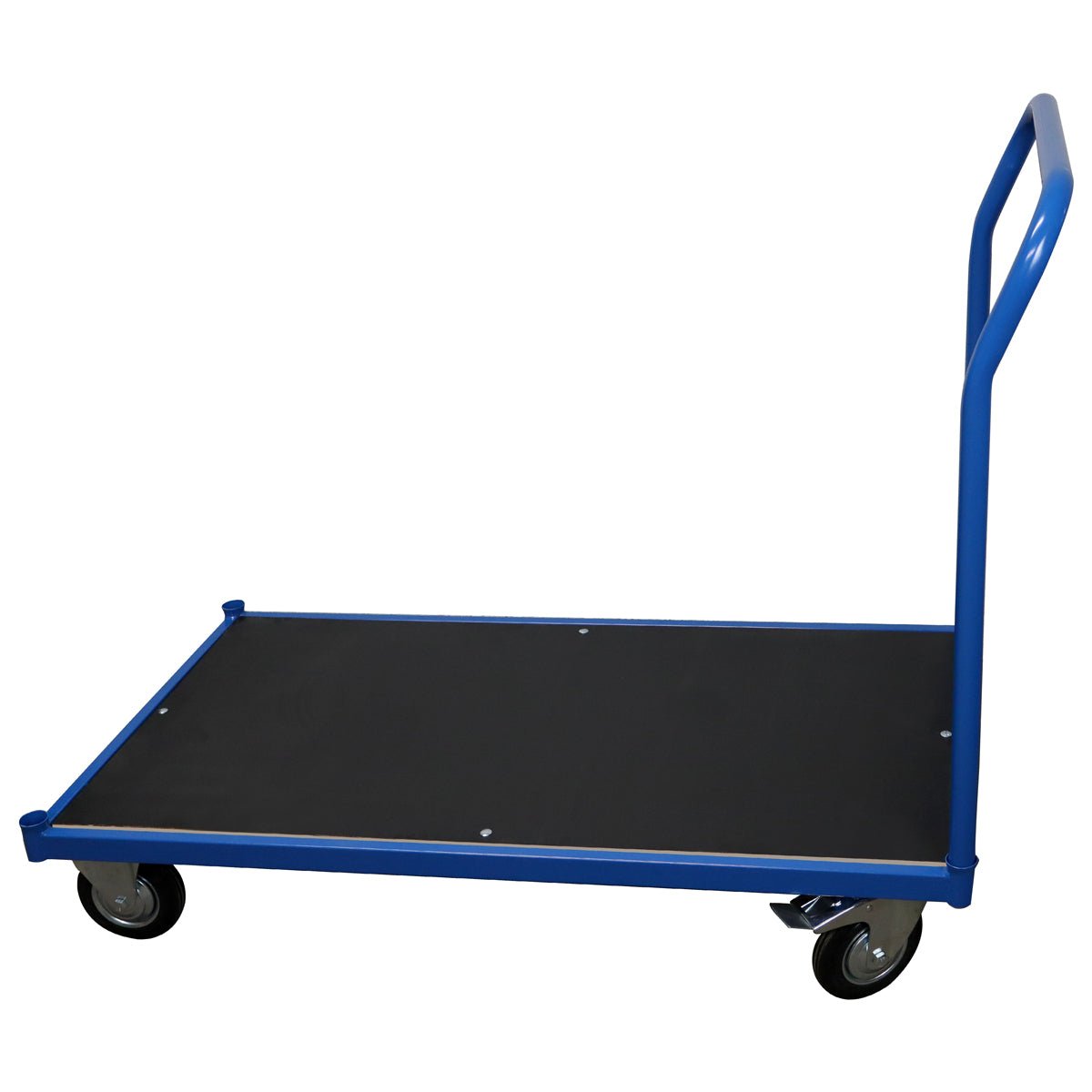 RackZone Platform Trolley, 400kg load, 1700x1240x670mm, blue with metal handle.