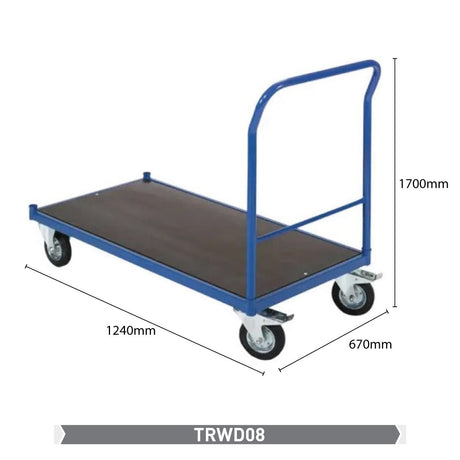 RackZone Platform Trolley, 400kg, 1700x1240x670mm, metal frame, four wheels.