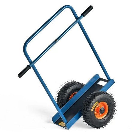 RackZone Board Trolley 1045h x 886w x 368d, 70kg, with black handles and spiked wheels.