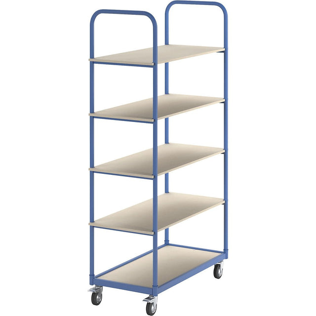 RackZone Platform Trolley with five beige shelves and four caster wheels.