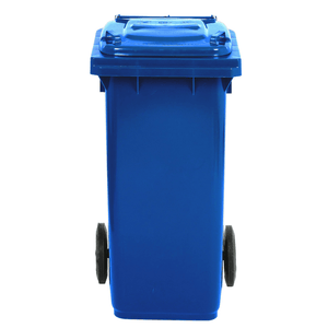 RackZone Wheelie Bin 120 Litre - Blue, front view with closed lid.
