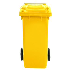 RackZone Wheelie Bin 120 Litre - Yellow, closed lid, front view.