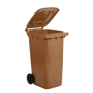 RackZone Wheelie Bin 240 Litre - Brown, high-density polyethylene, open lid.