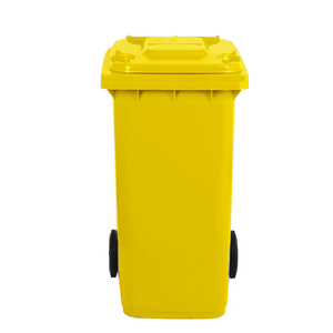 RackZone Wheelie Bin 240 Litre - Yellow, closed lid, front view.