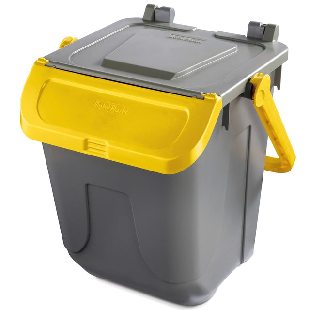 RackZone Waste Bin 25 Litre - Yellow Eco, with lid and handles, recycled PP.