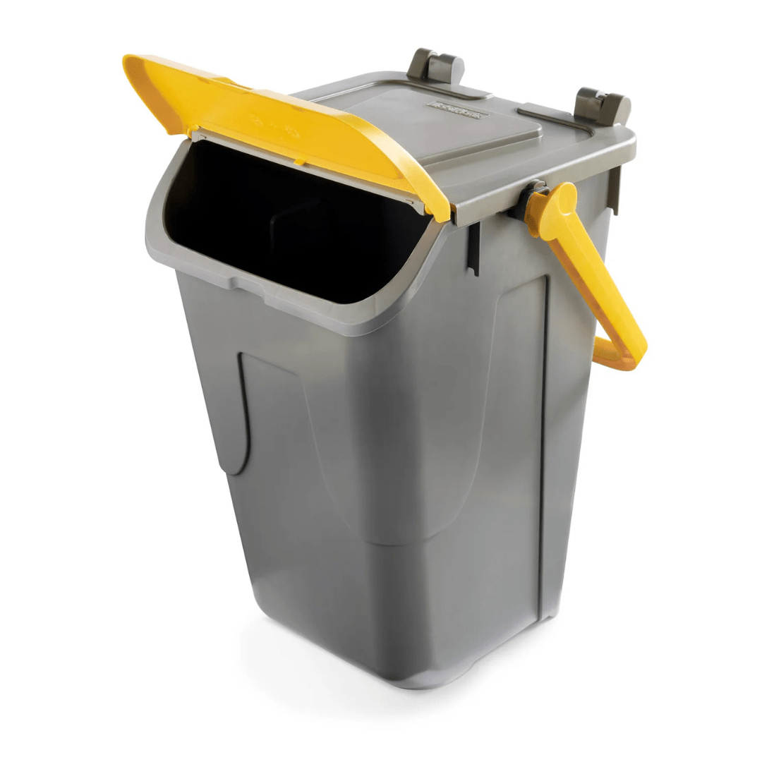 RackZone Waste Bin 35L Yellow Eco, ideal for waste separation, recycled plastic.