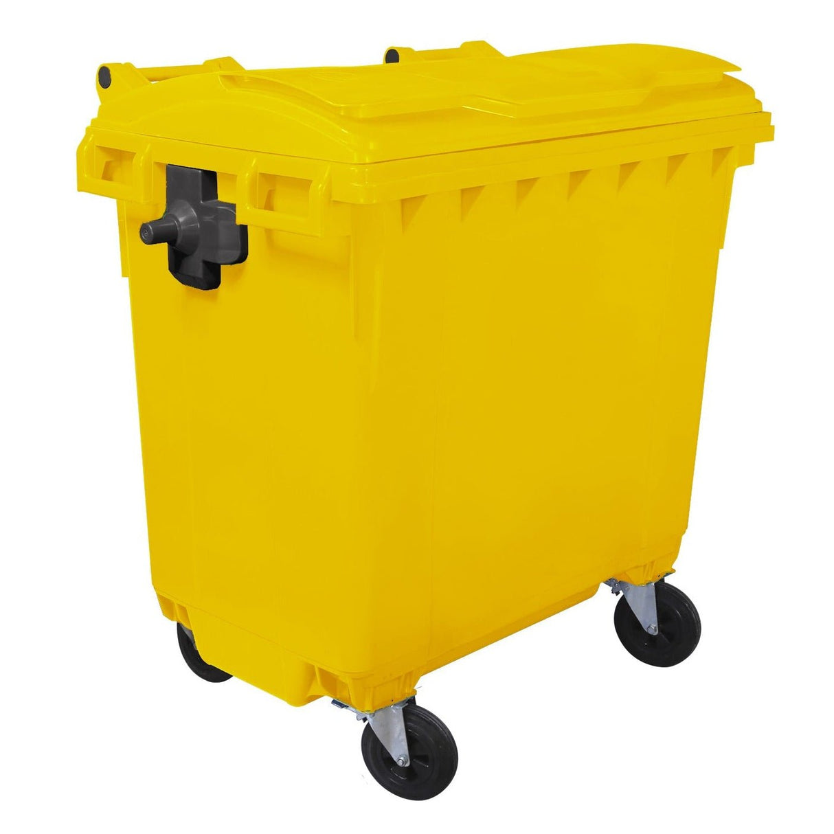 RackZone Wheelie Bin 770 Litre - Yellow, closed lid, recyclable HDPE.