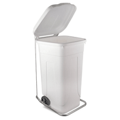 RackZone Waste Bin 80L with pedal kit, lid open, and wheels visible.