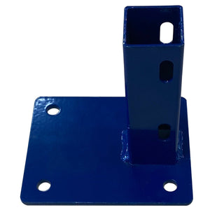 RackZone Workbench Component Blue Wheel Clamp for shelving, with four bolt holes.