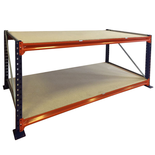RackZone Industrial Workbench 1850w x 800d x 900h, 2-tier timber shelves.