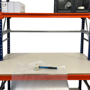 Industrial Workbench 2000H x 1500W x 800/400D With Bar and Holder Underneath c/w Timber & Feet