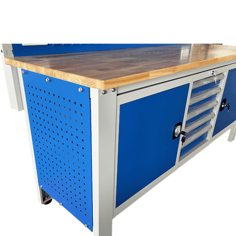 RackZone Industrial Workbench 2000H x 2100W x 600D with storage drawers.