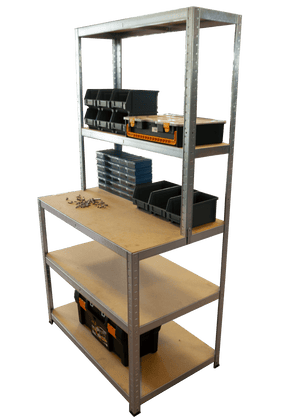 RackZone Value Workbench 1000w x 600d/300d x1860h with 5 levels on display.