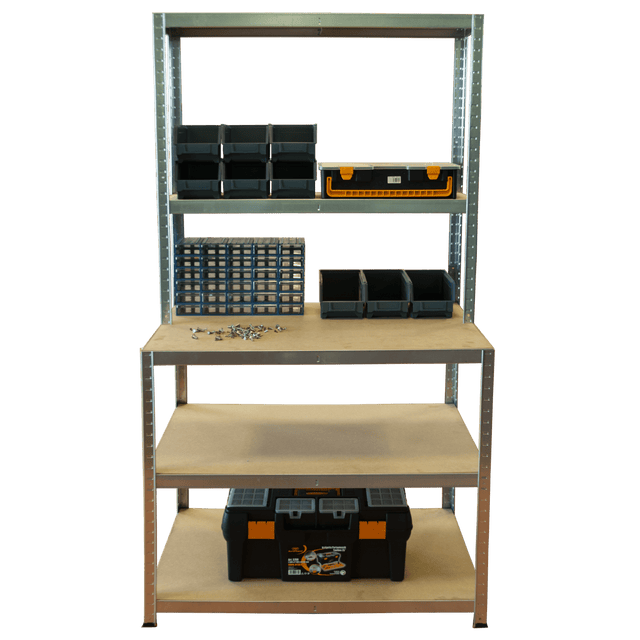 RackZone Value Workbench with 5 levels, 1000w x 600d x 1860h, for storage.