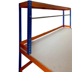 RackZone Value Workbench, orange/blue, 1800x1800x900mm, 15mm chipboard, 300kg.