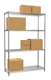 RackZone Wire Chrome Shelving holds boxes on 4 adjustable shelves, 300kg UDL.
