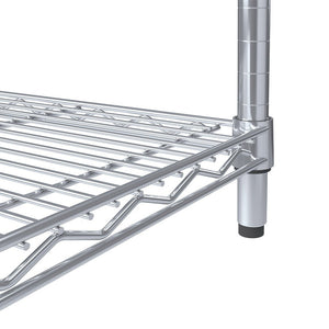 Close-up of RackZone Wire Chrome Shelving 1818h x 1212w x 458d, 4 levels.