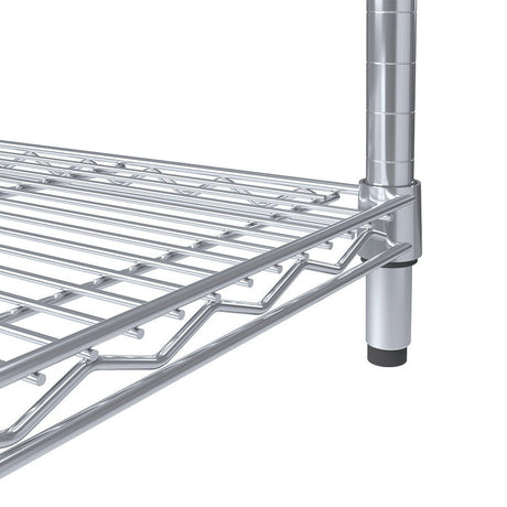 Close-up of RackZone Wire Chrome Shelving 1818h x 1212w x 458d, 4 levels.