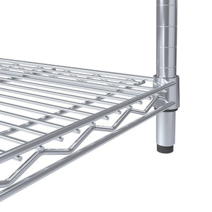 Close-up of RackZone Wire Chrome Shelving, 4 Level, 300kg UDL.