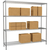 RackZone Wire Chrome Shelving, 4 levels, 300kg UDL, adjustable shelves.