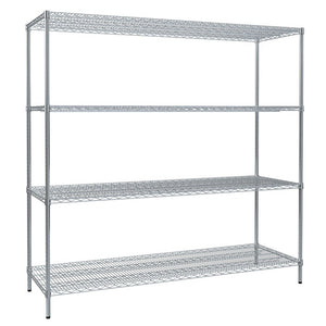 RackZone Wire Chrome Shelving 4 Level 1818h x 1822w x 609d, 300kg UDL.