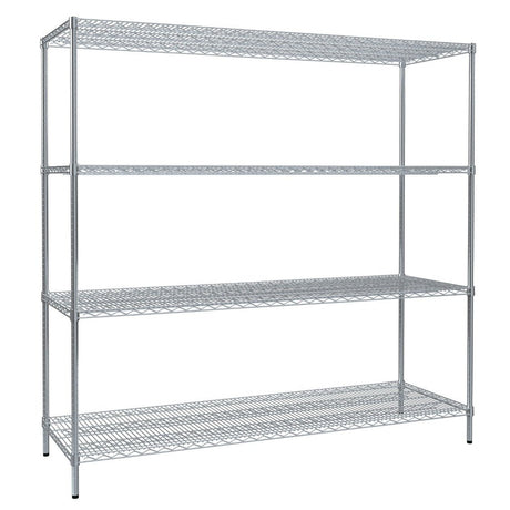 RackZone Wire Chrome Shelving 4 Level 1818h x 1822w x 609d, 300kg UDL.
