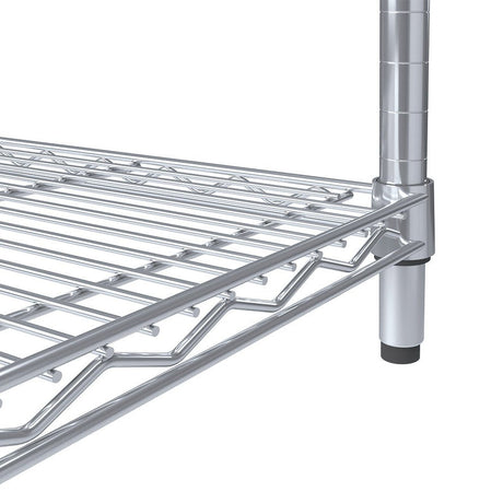 Close-up of RackZone Wire Chrome Shelving 1818h x 1822w x 609d, 4 levels.