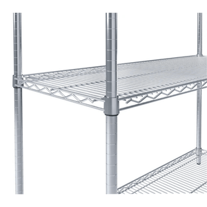 RackZone Wire Chrome Shelving 1818h x 1822w, 4 Level, 300kg UDL, adjustable shelves.