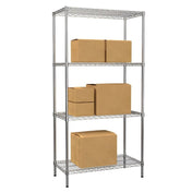 RackZone Wire Chrome Shelving 1818h x 907w x 458d, 4 levels, holds 300kg.