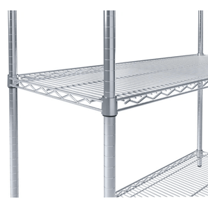 Close-up of RackZone Wire Chrome Shelving, 1818h x 907w x 458d, 4 Level.