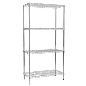 RackZone Wire Chrome Shelving 4 Level, 1818h x 907w x 458d, 300kg UDL.