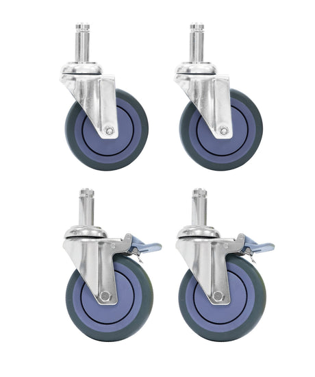 Wire Chrome Shelving 5" Wheels (4 pack - 2 Brake, 2 w/out Brake) - RackZone