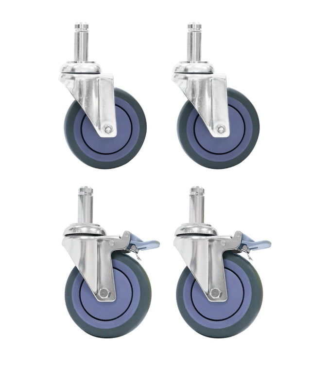 Wire Chrome Shelving 5" Wheels (4 pack - 2 Brake, 2 w/out Brake) - RackZone