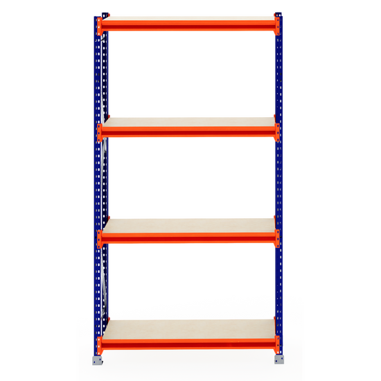 RackZone Longspan Shelving 600mm, 4 wood shelves, ideal modular storage.
