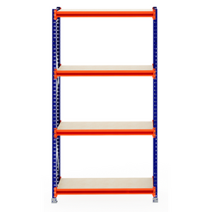 RackZone Longspan Shelving 600mm, 4 wood shelves, ideal modular storage.