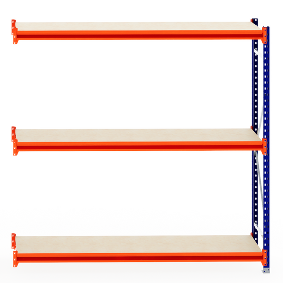 RackZone Longspan Shelving Extender, 600mm deep with timber shelves.
