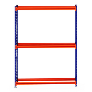 RackZone Tyre Racking 400mm Starter with blue frame and orange shelves.