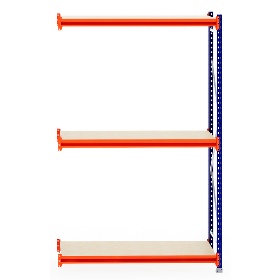 RackZone Longspan Shelving 600mm Extender with laminated timber shelves.