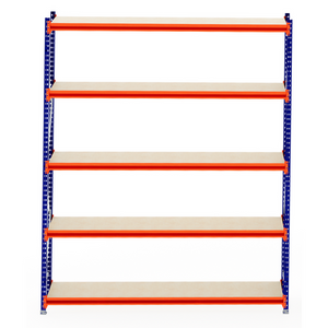RackZone Longspan Shelving 600mm Starter with timber shelves, empty, white backdrop.