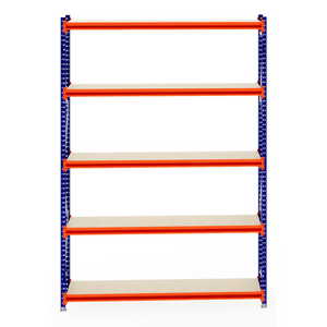 RackZone Longspan Shelving Starter, 5-shelf, 600mm deep, laminated timber.