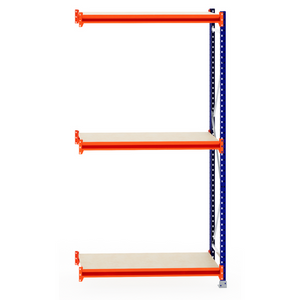 RackZone Longspan Shelving 600mm Depth with Laminated Timber shelves, side view.