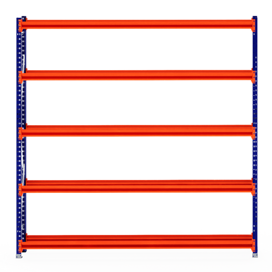 RackZone Tyre Racking 400mm Depth - Starter with orange shelves, blue frame.