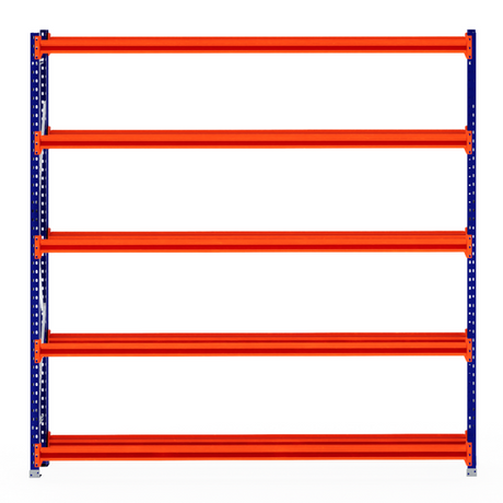 RackZone Tyre Racking 400mm Depth - Starter with orange shelves, blue frame.