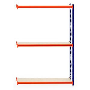 RackZone Longspan Shelving 600mm Laminated Timber - Extender, metal frame.