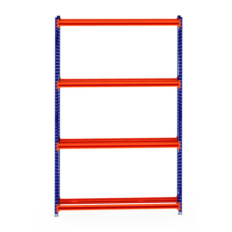RackZone Tyre Racking 400mm Starter with blue supports, orange shelves.