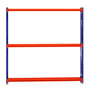 RackZone Tyre Racking 400mm Starter with 3 orange shelves & blue frame.